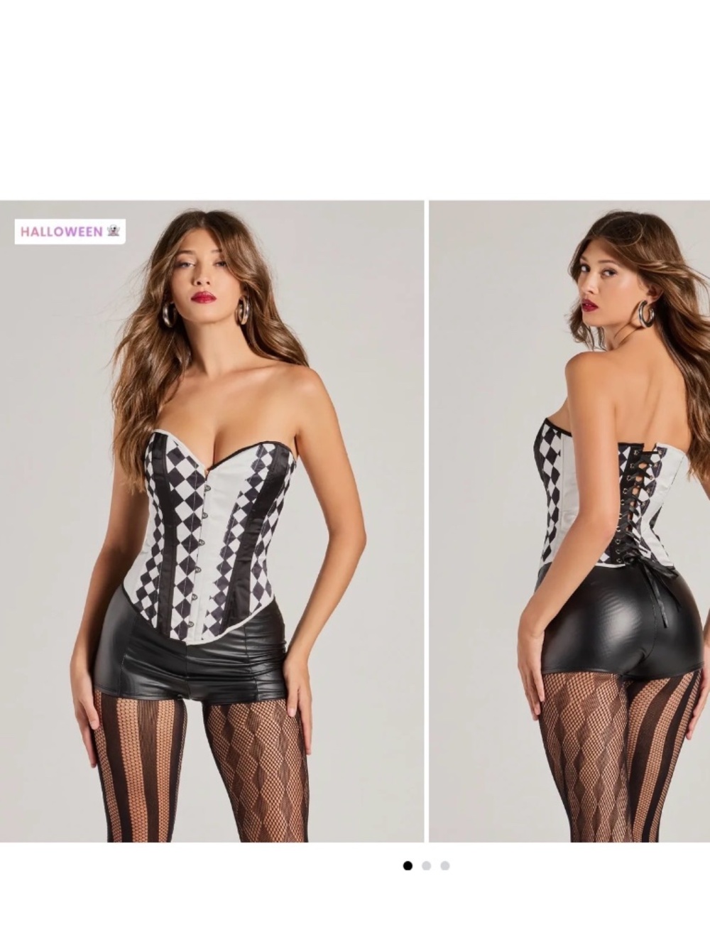 NWT COSTUME WINDSOR Anti-Hero Babe Checkered Diamond Strapless Corset Top M